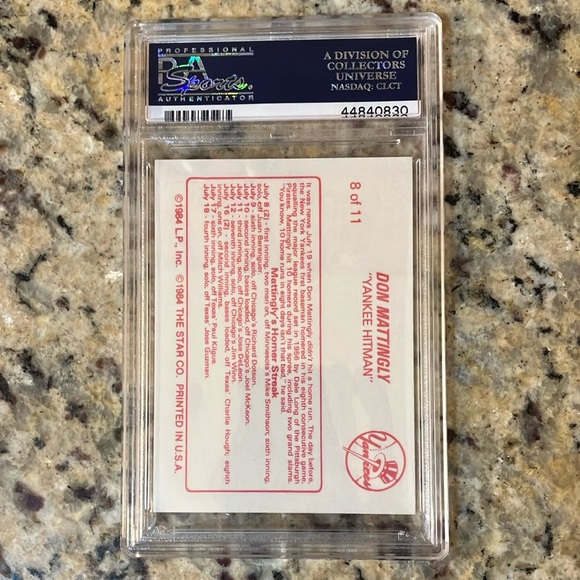 1988 Star Don Mattingly Baseball Card Homers In 8 Straight PSA GEM MINT 10 - Picture 2 of 3